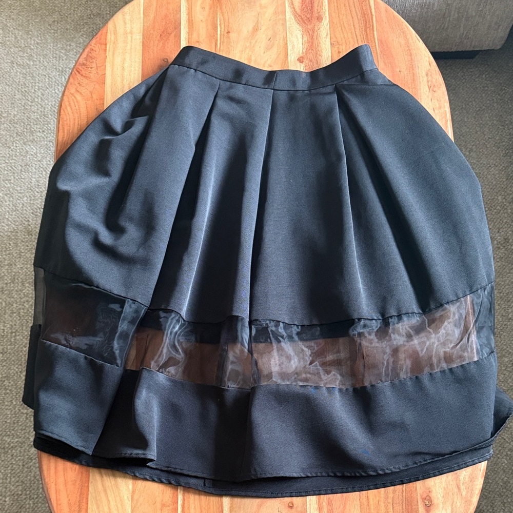 Express Black A-Line Skirt with Sheer Panel